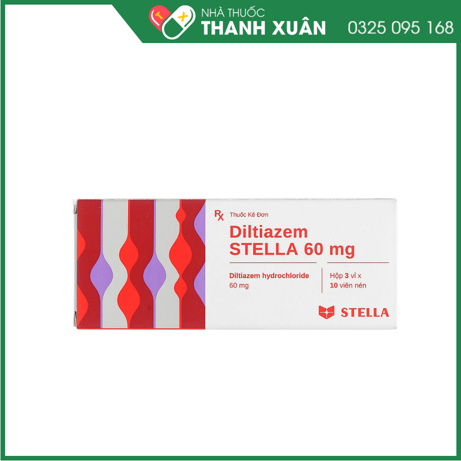 Diltiazem Stella 60mg điều trị và dự phòng cơn đau thắt ngực